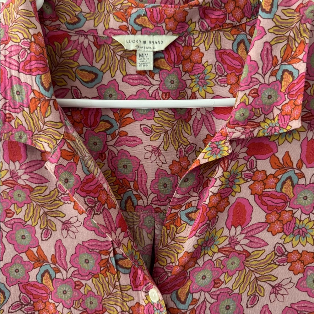 Lucky Brand Women's Floral Button Up Short Sleeve Shirt Size M - Picture 4 of 4